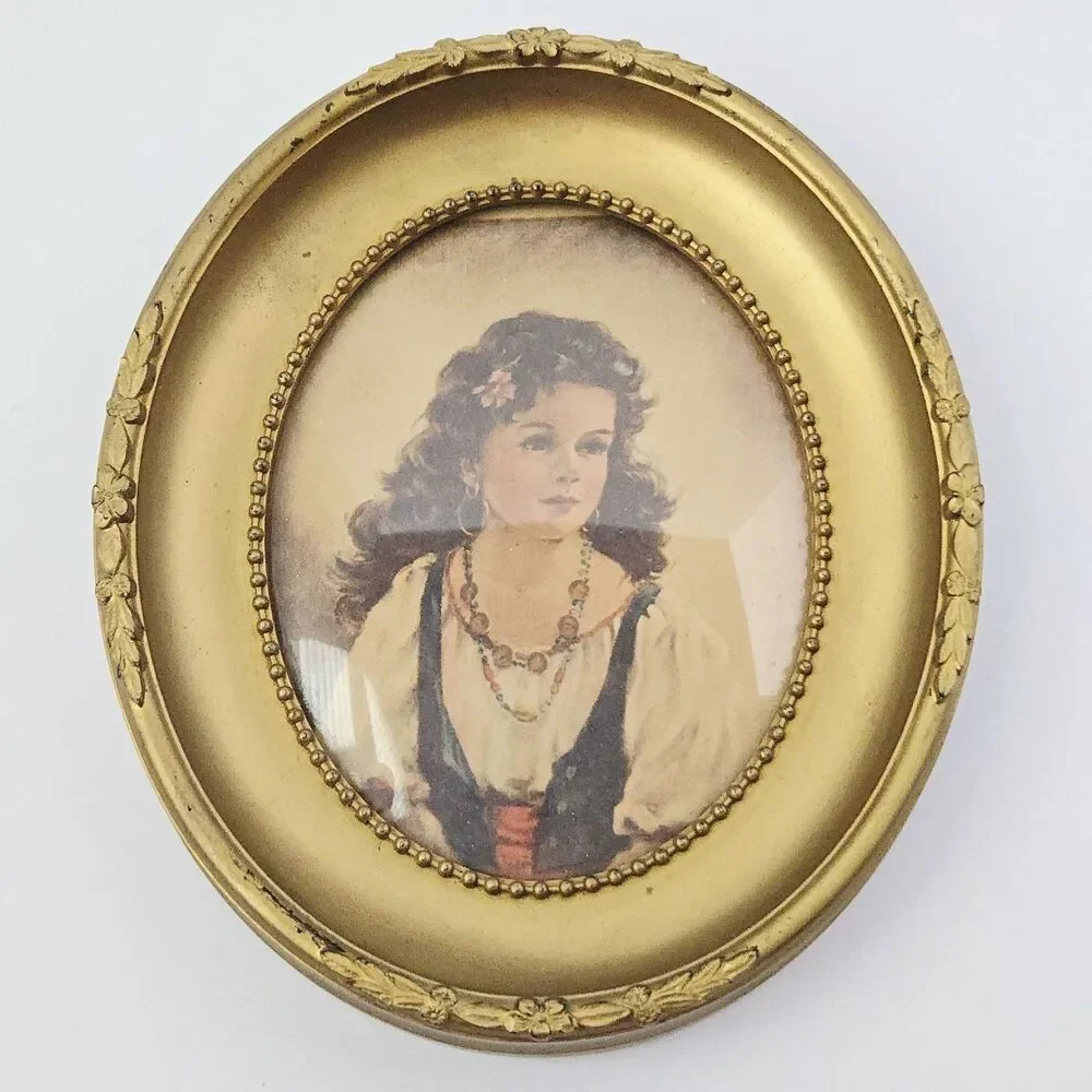 Vintage Gypsy Children Chiko and Elena Framed Print Set Gold Frames Ann Allaban
